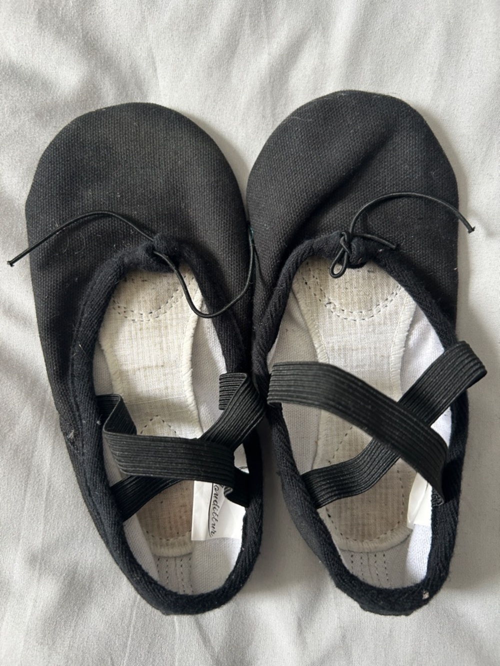 Black Canvas Ballet Flats with Crisscross Elastic Strap
